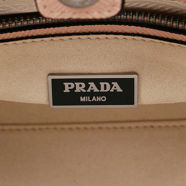 2014 Prada glace leather nubuck tote bag BN2618 pink&black